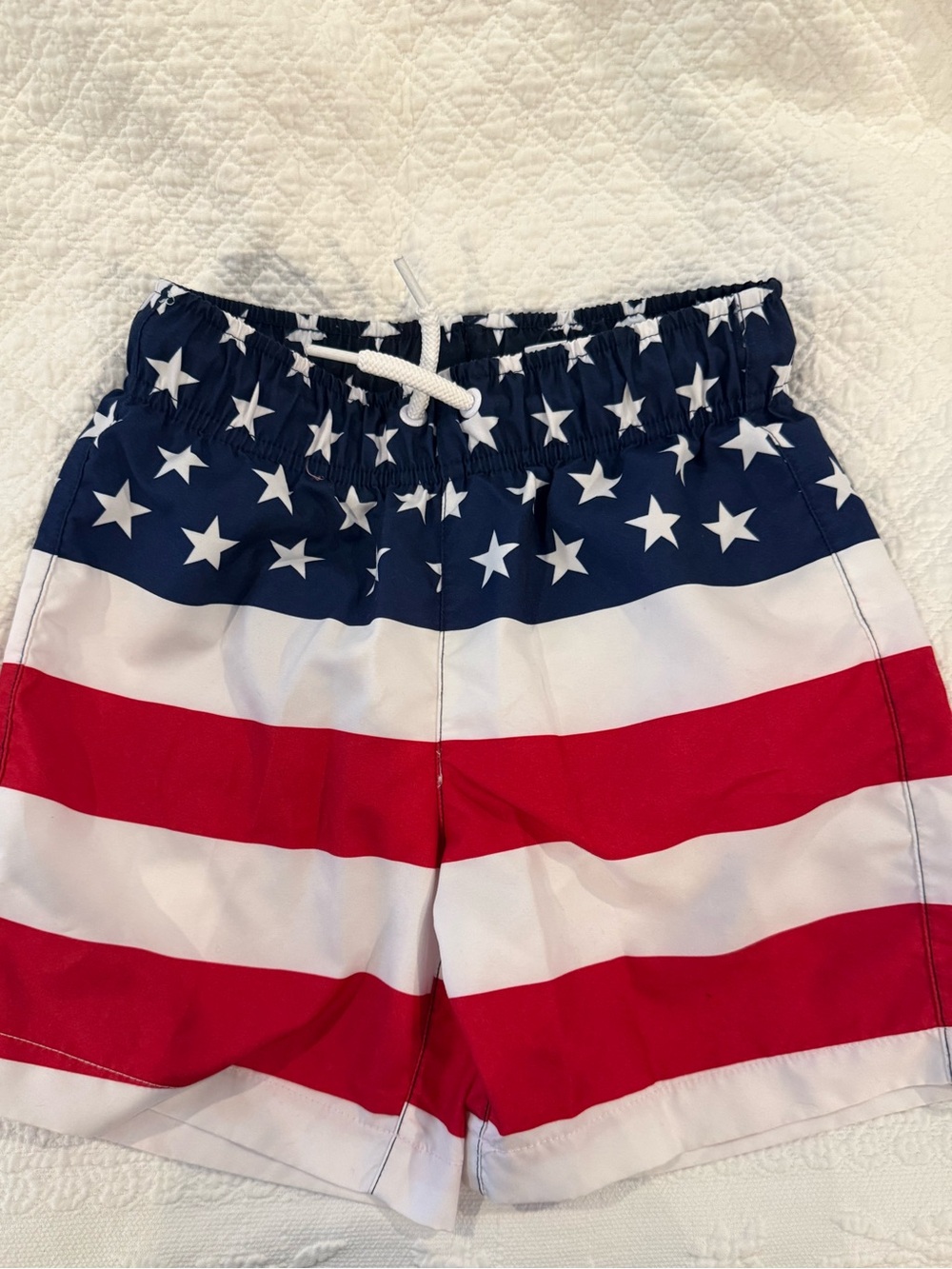 The Children's Place Red, White, & Blue, Stars Swim Trunks- American Flag.